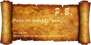 Petrin Benjámin névjegykártya