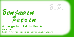 benjamin petrin business card